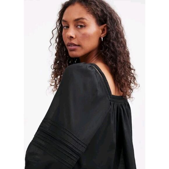 Madewell Black Square Neck Long Sleeve Top M Boho Cottagecore Goth EUC - Picture 1 of 12